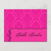 Schrijfbare Place Card Hot Pink Blauw Damast Kant Briefkaart (Voorkant)