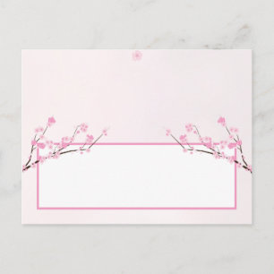 Schrijfbare Place Card Pink Cherry Blossom Briefkaart