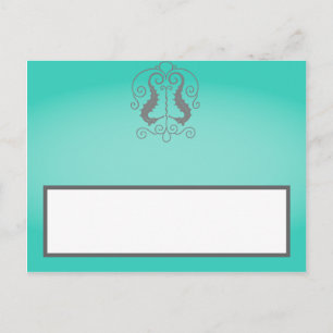 Schrijfbare Place Card Seahorse Anker Turquoise Be Briefkaart