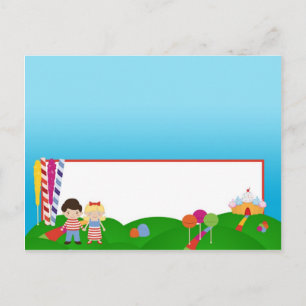 Schrijfbare Place Card Snoep Land Ice Cream Lollip Briefkaart