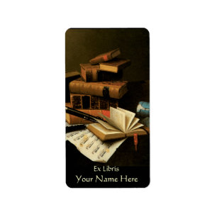 Schrijfbord voor muziek en boeken etiket