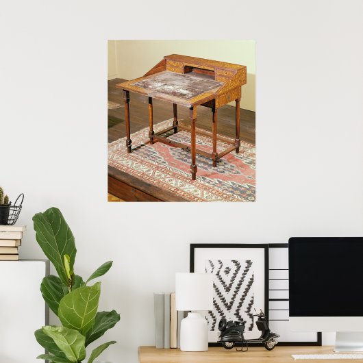 Schrijfbureau, walnoot met arabeske marquetrie poster (Thuiskantoor)
