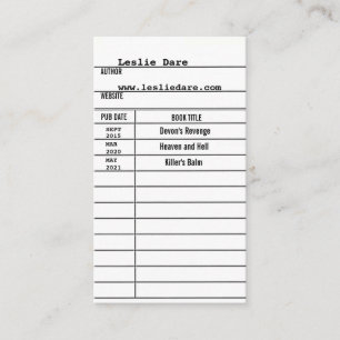 schrijfkaart voor bibliotheek visitekaartje