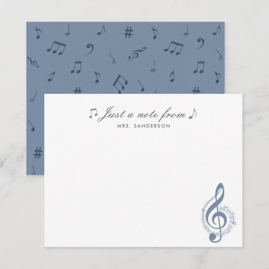 Schrijfkaart voor muziekdocent Stationery Set Notitiekaartje (Voorkant / Achterkant)