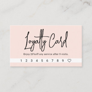 Schrijfkalligrafie Blush roze Loyalty-kaart Klantenkaartje