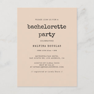 schrijfmachine Bachelorette partijuitnodiging Briefkaart
