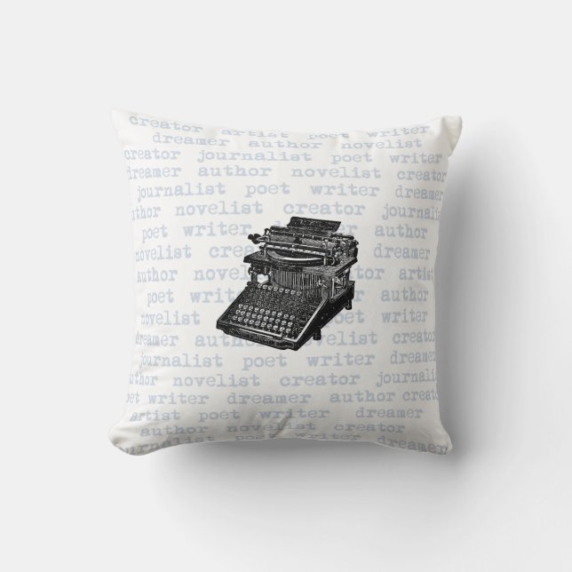 Schrijfmachine blauw  typemachine Pillow Kussen (Voorkant)