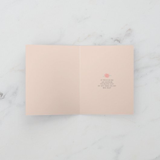 schrijfmachine en bloemen Bridesmaid Bedankkaart (Binnen)