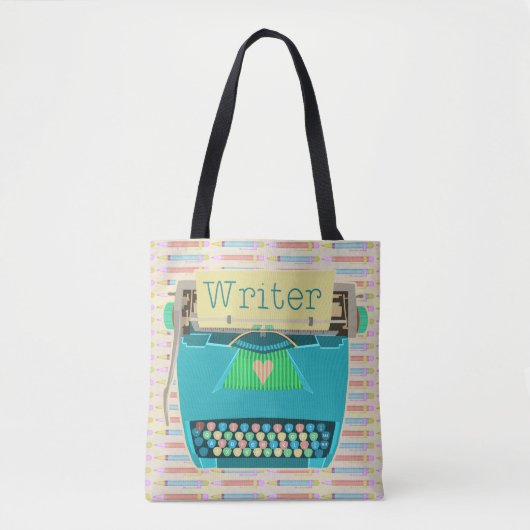 Schrijfmachine: geluiddemper Aqua Blue Modern Tote Bag (Voorkant)