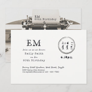 Schrijfmachine Lettertype 60e Verjaardagsuitnodigi Kaart