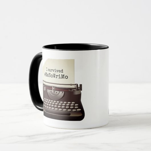  schrijfmachine met papier mok (Voorkant links)