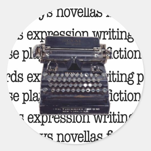  schrijfmachine ronde sticker (Voorkant)