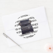 schrijfmachine ronde sticker (Envelop)