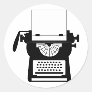 schrijfmachine ronde sticker
