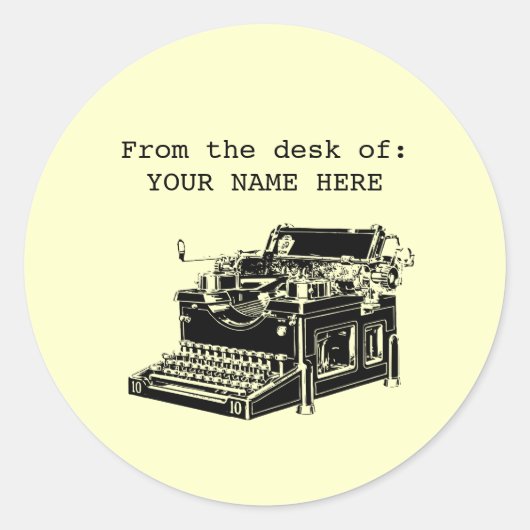 schrijfmachine ronde sticker (Voorkant)