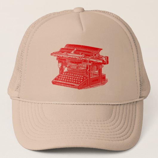  schrijfmachine - rood trucker pet (Voorkant)