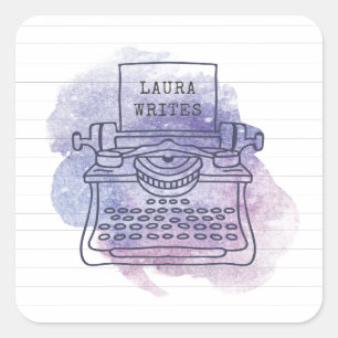 Schrijfmachine Schrijver Auteur Blogger Journalist Vierkante Sticker