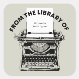  schrijfmachine uit de bibliotheek van de boekplaa vierkante sticker