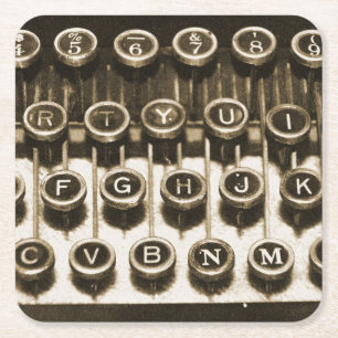 schrijfmachine vierkante kartonnen onderzetter