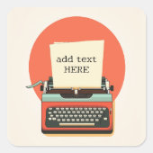 schrijfmachine vierkante sticker (Voorkant)