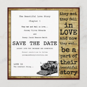 schrijfmachine waarop de datum wordt opgeslagen save the date