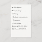  schrijfmachinefunctionaris voor schrijfmachines  visitekaartje (Achterkant)