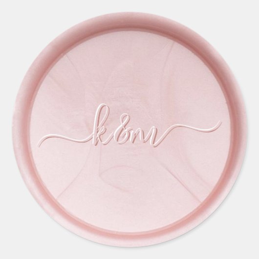Schrijfmonogram Blush Metallic Wax Seal Sticker (Voorkant)