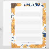 Schrijfpapier, gelamineerd, zonnebloemen (Voorkant / Achterkant)