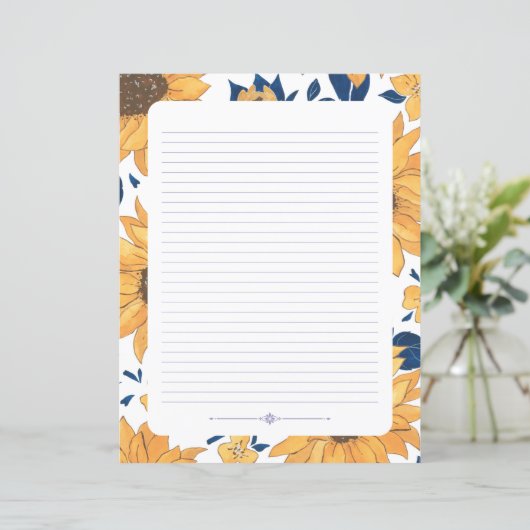 Schrijfpapier, gelamineerd, zonnebloemen (Staand voorkant)