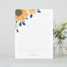 Schrijfpapier, gelamineerd, zonnebloemen