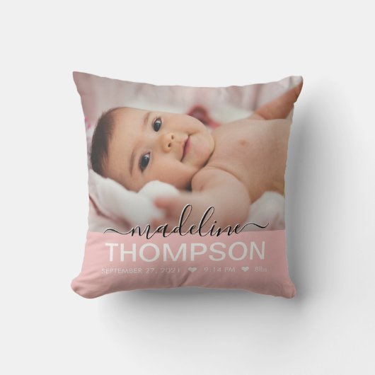 Schrijfroze Baby Newborn-sleutelnaam Foto Kussen (Voorkant)