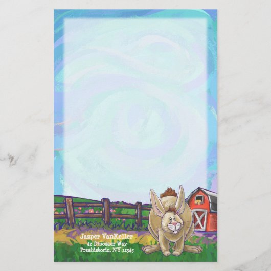 Schrijfspullen bij konijnenparade briefpapier (Voorkant)