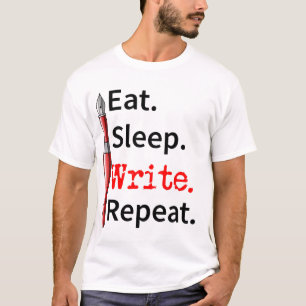 Schrijfster herhalen in slaapstand t-shirt