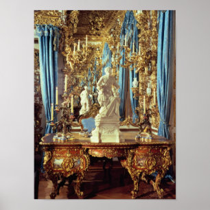 Schrijftafel en standbeeld van Louis XV Poster