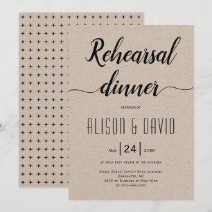 Schrijftypografie rustige trouwrepetitie diner kaart