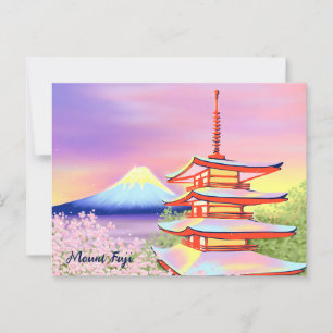 Schrijn van de pagode met de heer Fuji en Sakura i Briefkaart