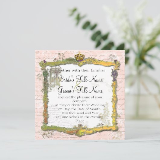 Schrijven en gouden bruiloft in Franks script Kaart (Staand voorkant)