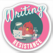 "Schrijven is mijn weerstand" compacte cirkel Sticker (Voorkant)