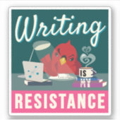 "Schrijven is mijn weerstand" compacte rechthoek Sticker (Voorkant)