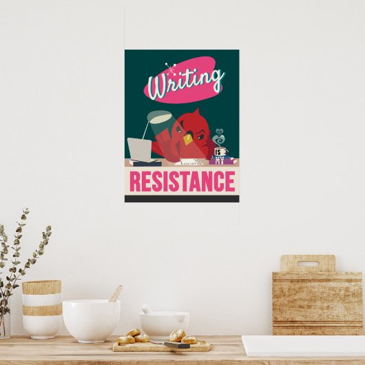 Schrijven is mijn weerstand - Retro Style Print (Keuken)