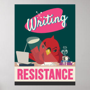 Schrijven is mijn weerstand - Retro Style Print