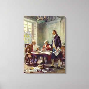 Schrijven van de onafhankelijkheidsverklaring 1776 canvas afdruk
