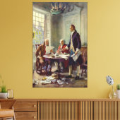 Schrijven van de onafhankelijkheidsverklaring van  canvas afdruk (Insitu (Woonkamer))