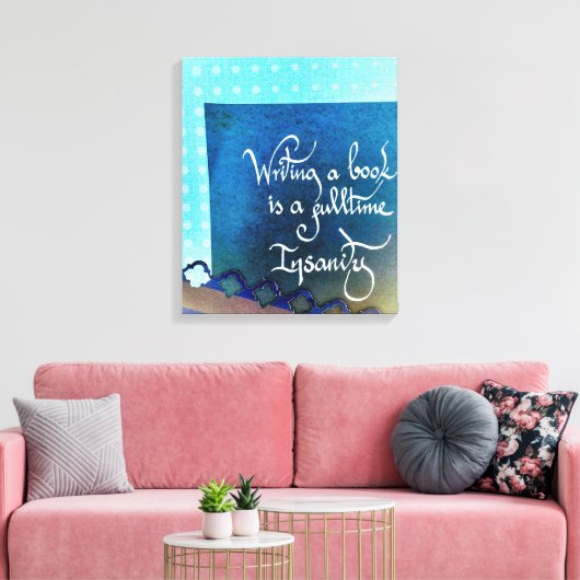 Schrijven van een boek auteur manifest blauw vibes canvas afdruk (Insitu (Woonkamer))