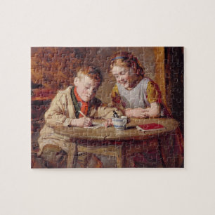 Schrijven van een Letter (olie op het paneel) Legpuzzel