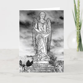 Schrijvende engel grafsteen kaart