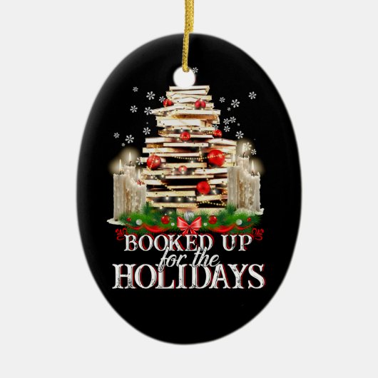 Schrijvenlezer Boeken Boeken Boeken Boeken Boekwor Keramisch Ornament (Voorkant)