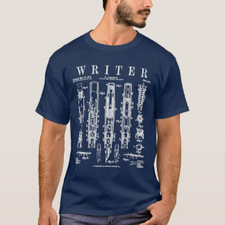 Schrijver Auteur Novelist Fountain Pen Bookish Vin T-shirt