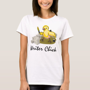 Schrijver Chick met papier, doezelaar en inkt T-shirt