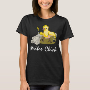 Schrijver Chick met papier, doezelaar en inkt T-shirt